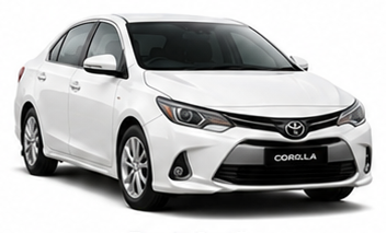 White Toyota Corolla saloon available for hire with Oberoi Tours