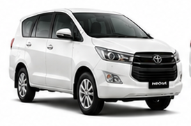White Toyota Innova people carrier available for hire with Oberoi Tours